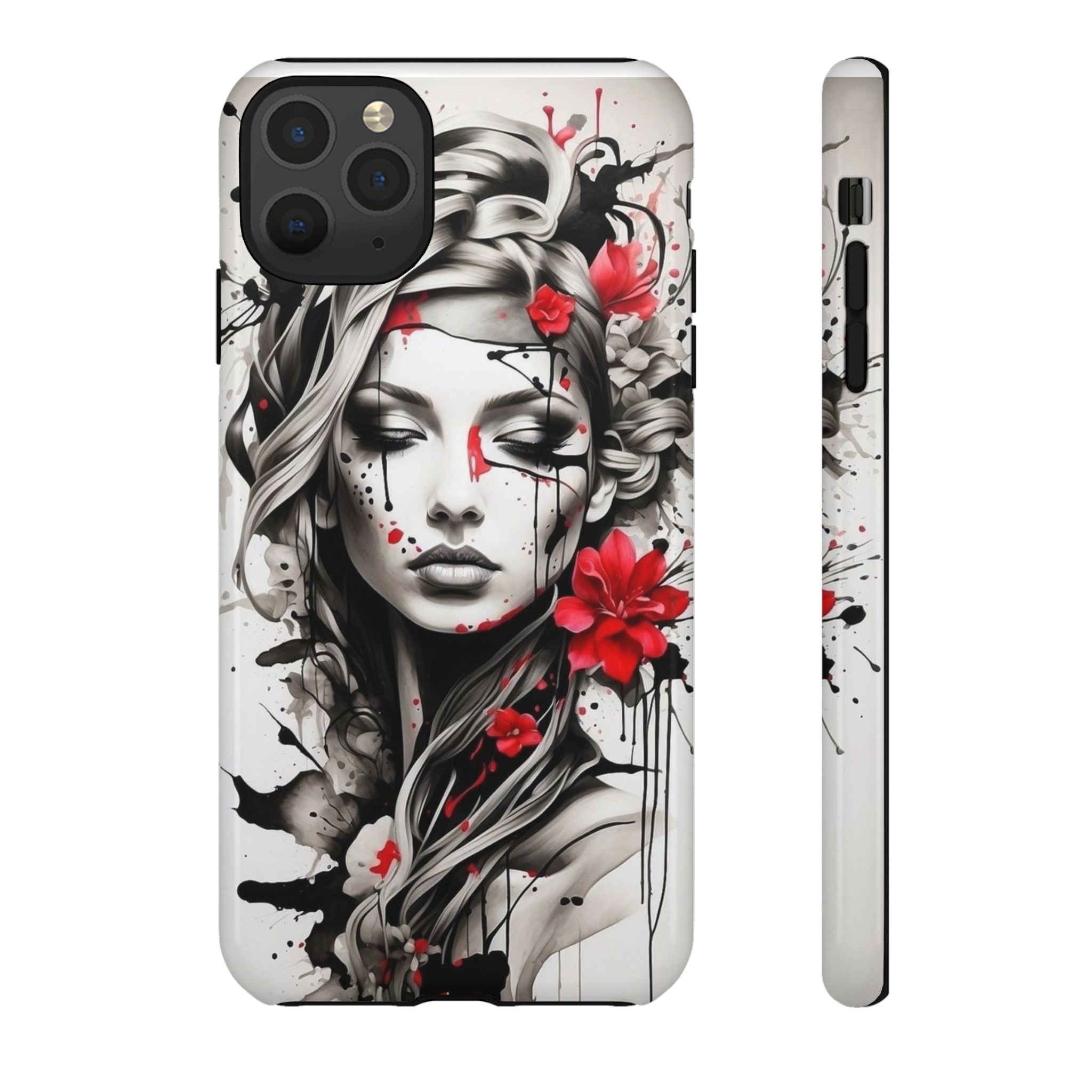Phone Case Noir Floral Portrait Protective Tough Case