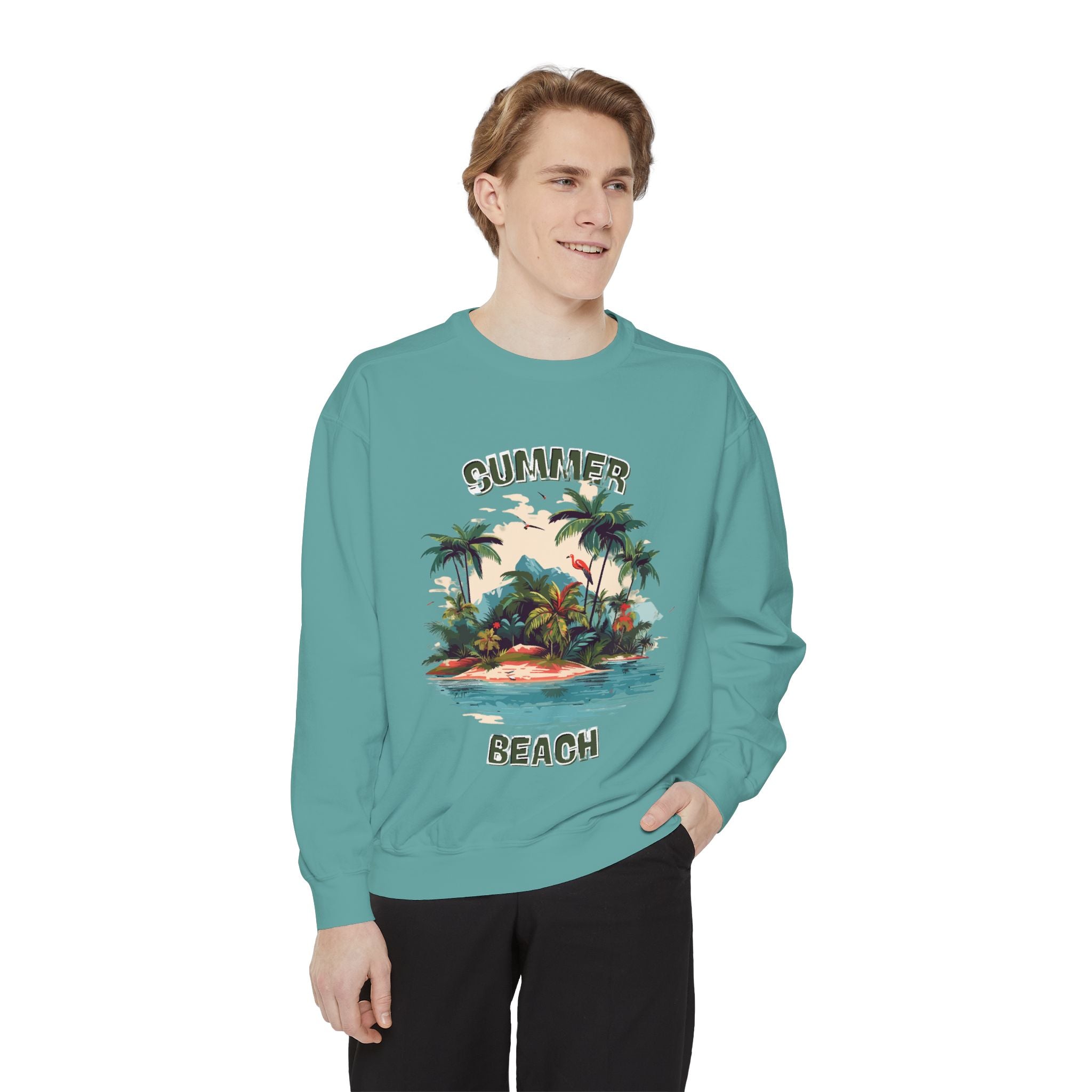 Beach Island Sweatshirt — "Summer Beach" Tropical Palm Crewneck