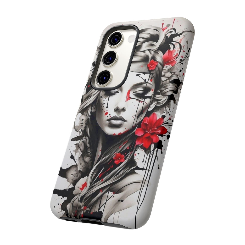 Phone Case Noir Floral Portrait Protective Tough Case