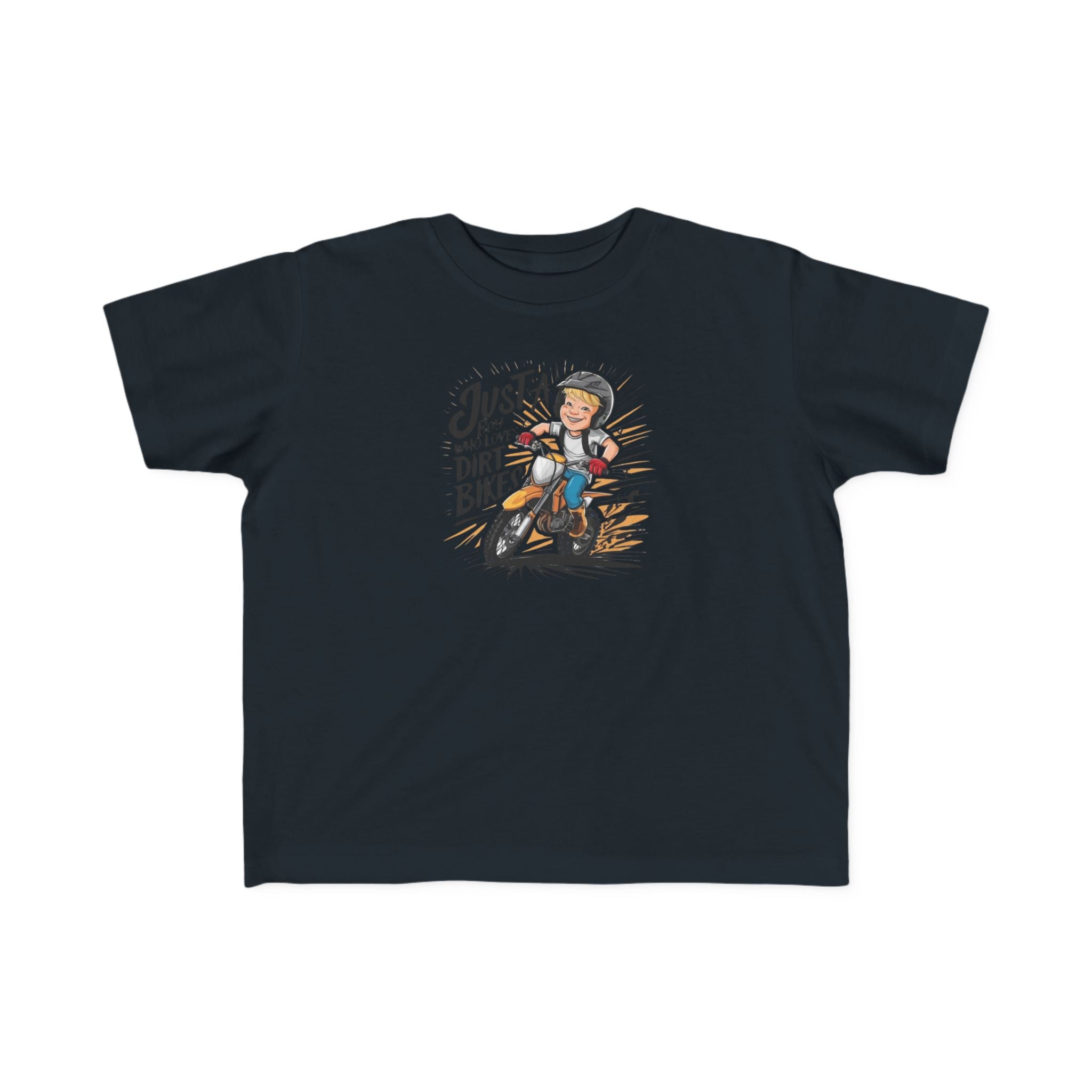 Toddler Dirt Bike Tee  "Just a Kid Who Loves Dirt Bikes" Cute Motorcycle Shirt