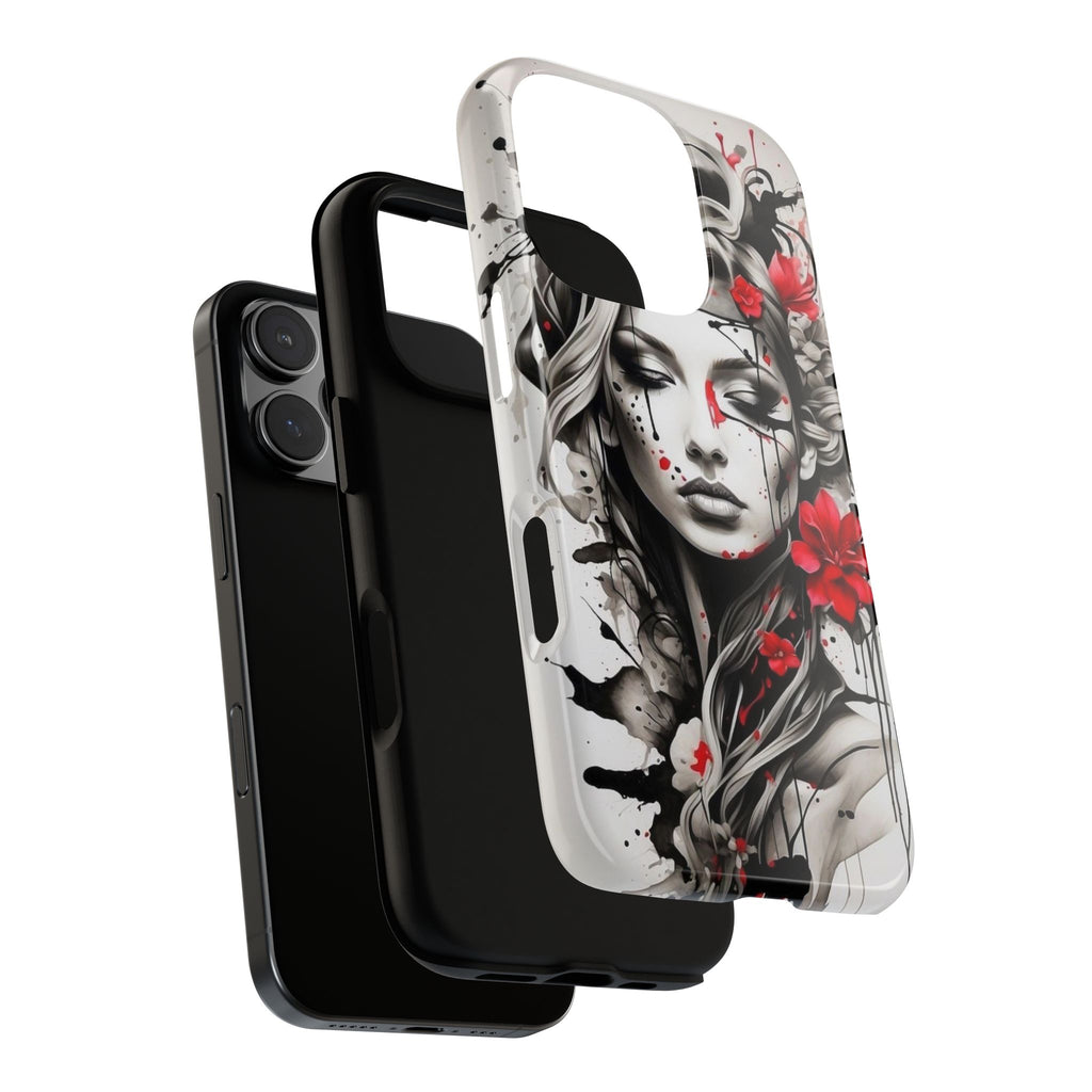 Phone Case Noir Floral Portrait Protective Tough Case
