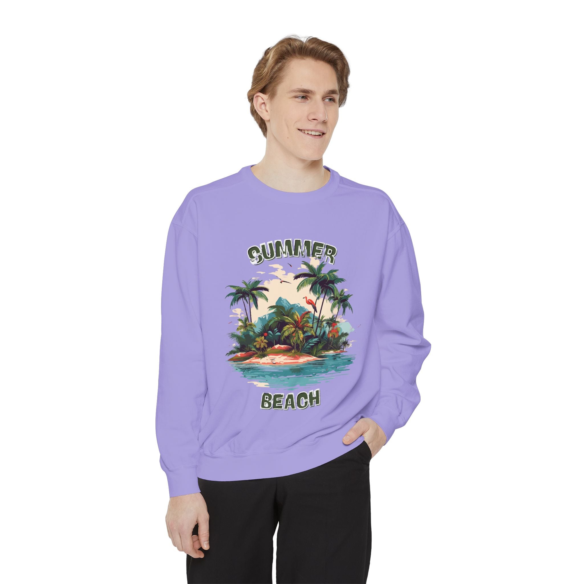 Beach Island Sweatshirt — "Summer Beach" Tropical Palm Crewneck