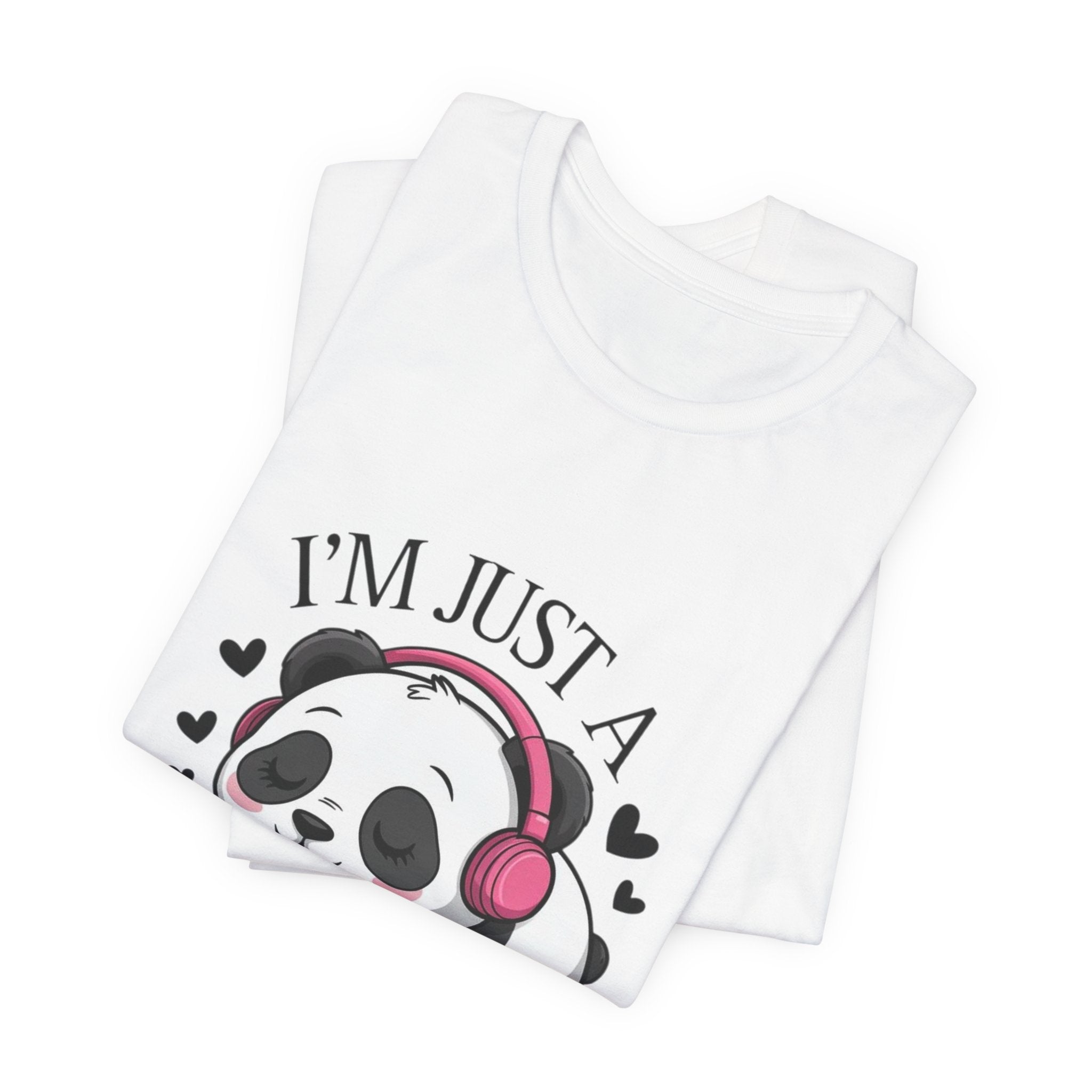 I’m Just a Panda Girl Tee Cute Panda Headphones Graphic T-Shirt