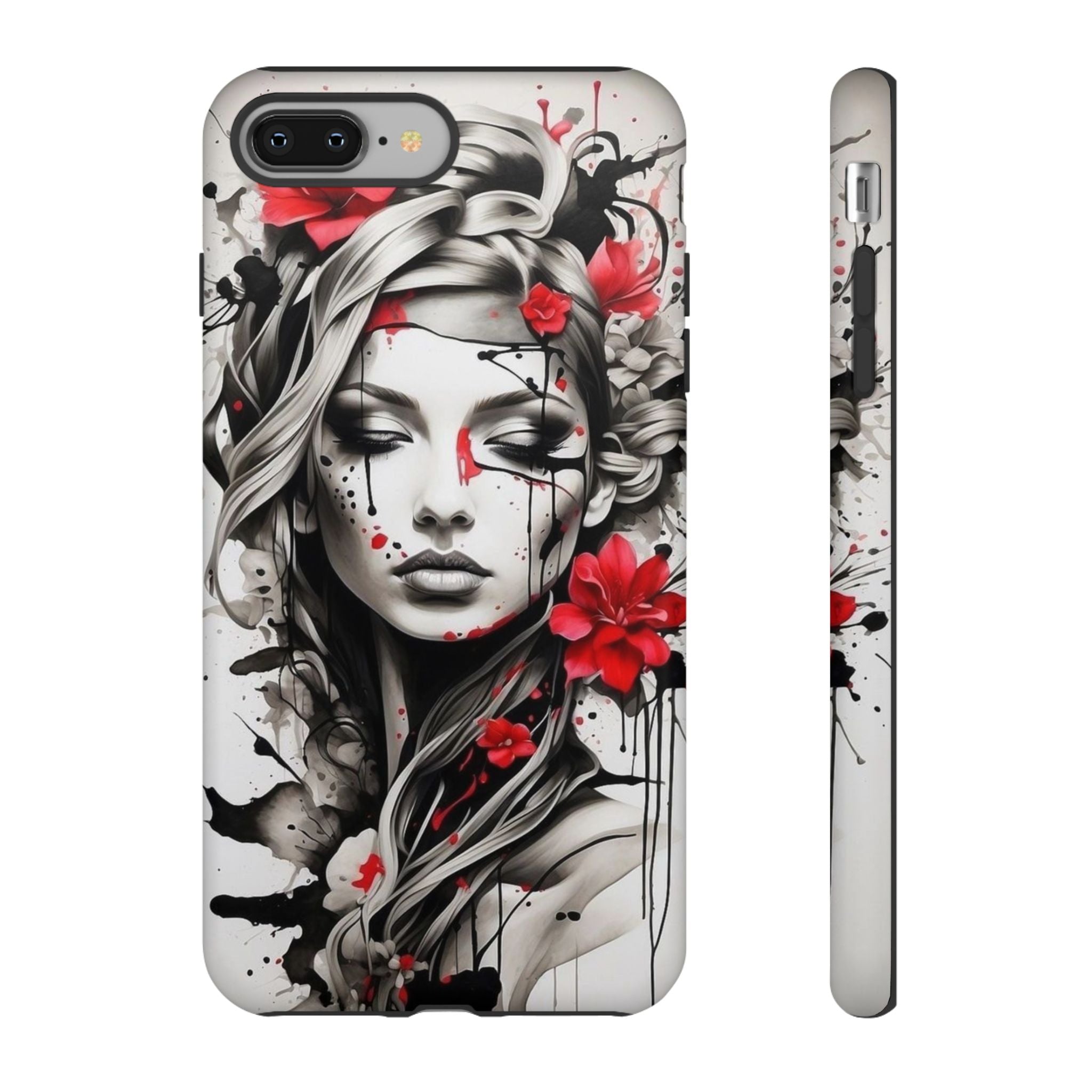 Phone Case Noir Floral Portrait Protective Tough Case