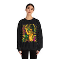 Graphic Crewneck Sweatshirt — Neon Pinup Samurai Design