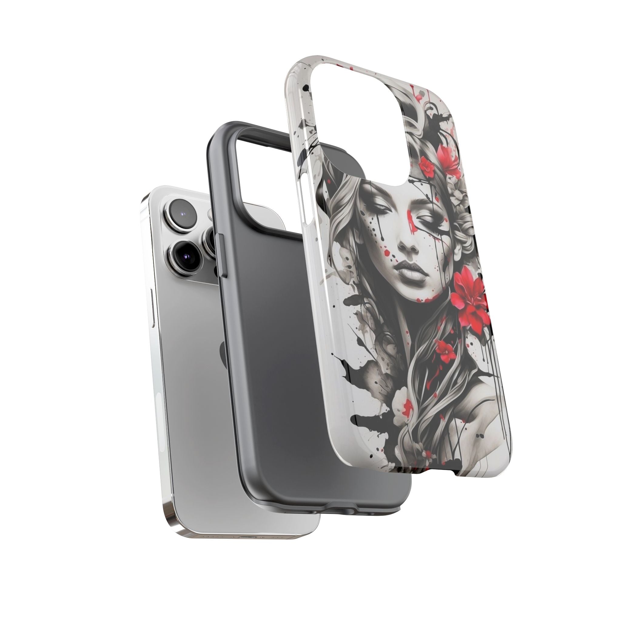 Phone Case Noir Floral Portrait Protective Tough Case