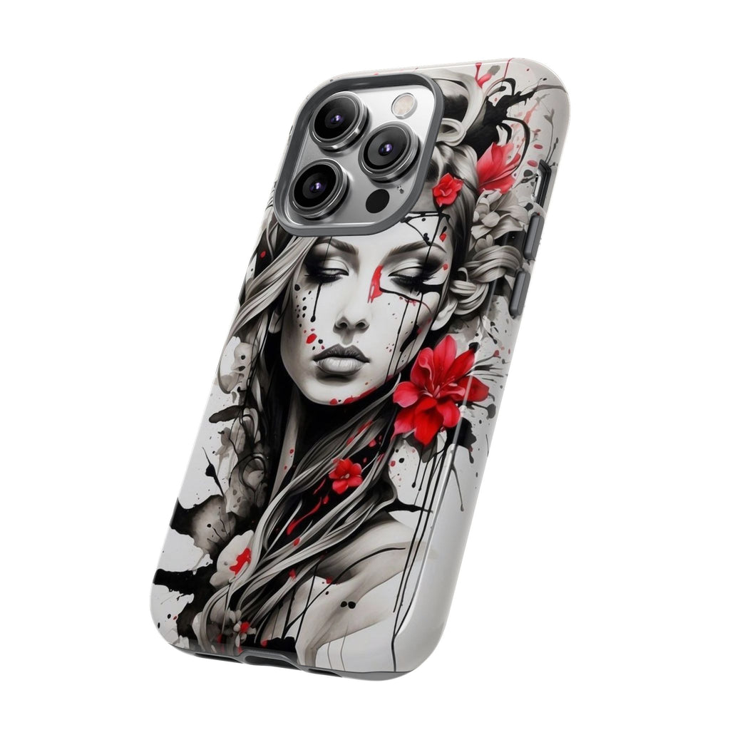 Phone Case Noir Floral Portrait Protective Tough Case