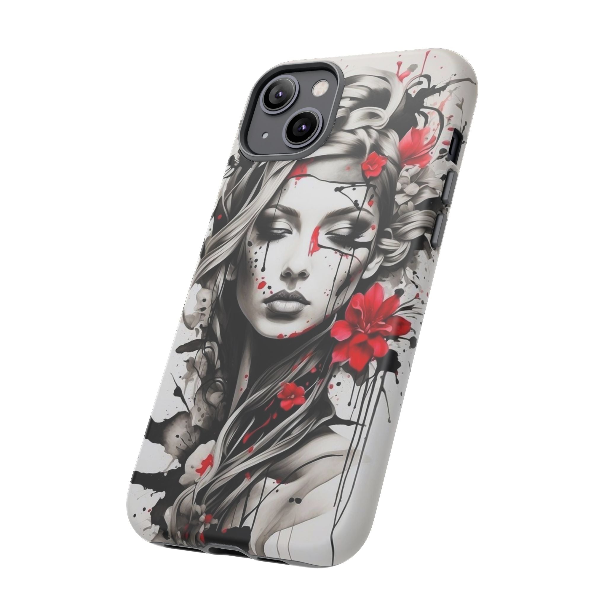 Phone Case Noir Floral Portrait Protective Tough Case