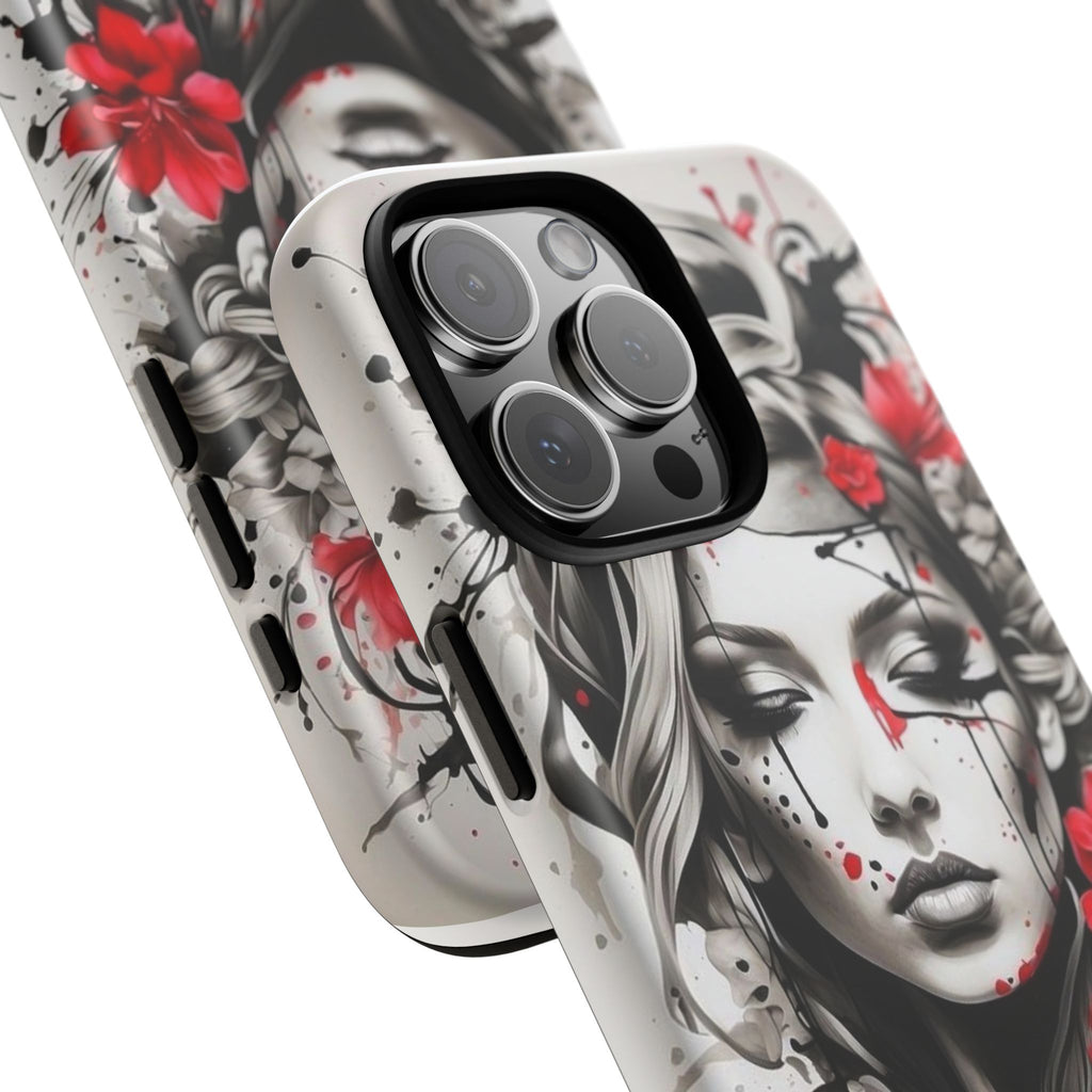 Phone Case Noir Floral Portrait Protective Tough Case