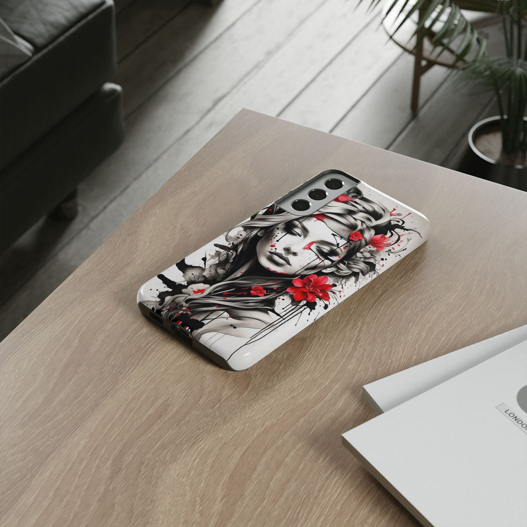 Phone Case Noir Floral Portrait Protective Tough Case