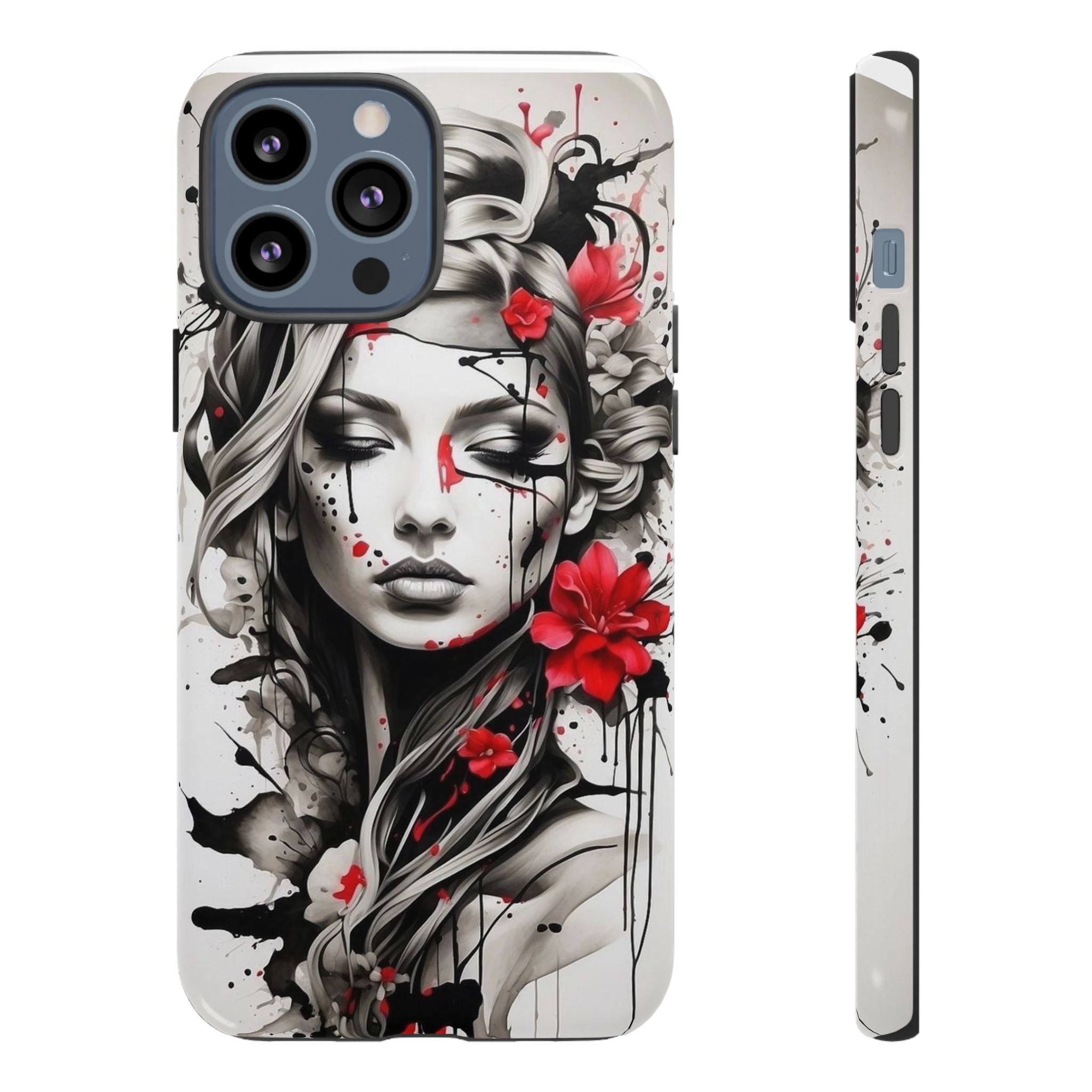 Phone Case Noir Floral Portrait Protective Tough Case