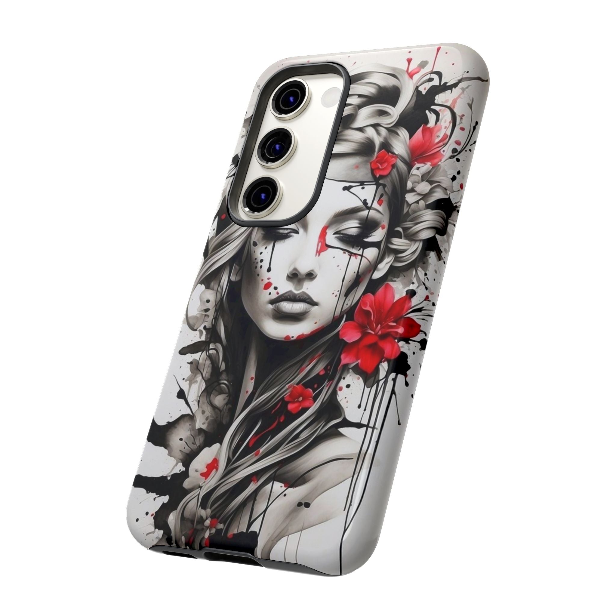 Phone Case Noir Floral Portrait Protective Tough Case