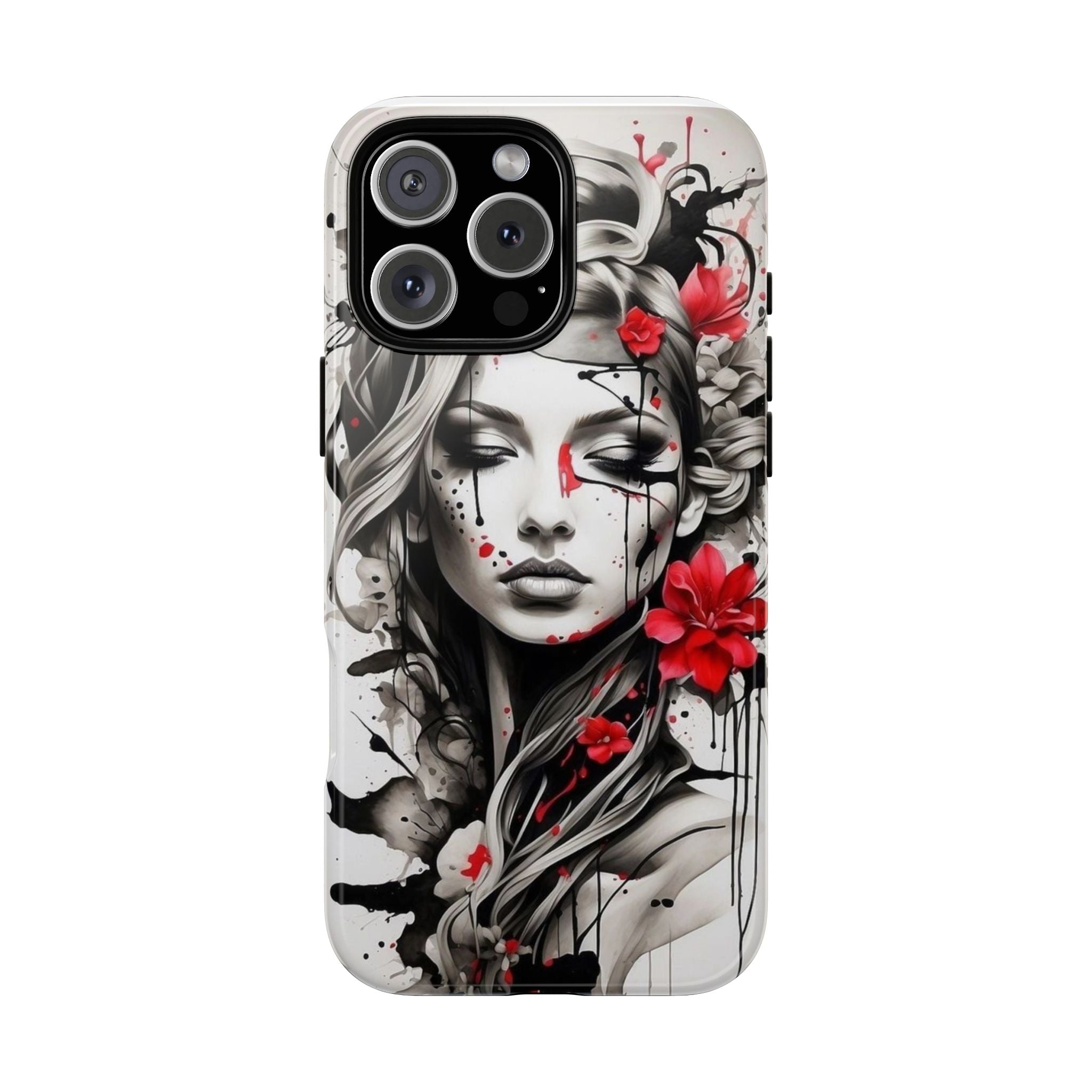 Phone Case Noir Floral Portrait Protective Tough Case