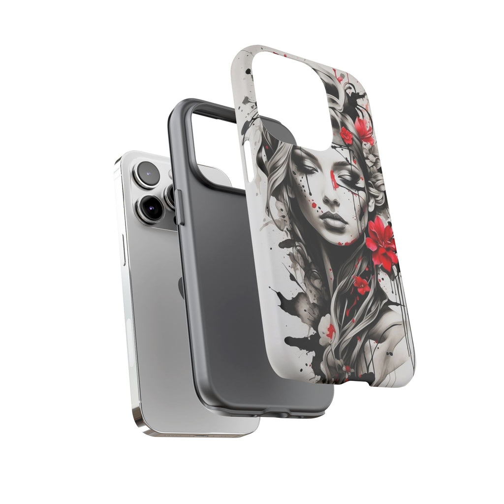 Phone Case Noir Floral Portrait Protective Tough Case