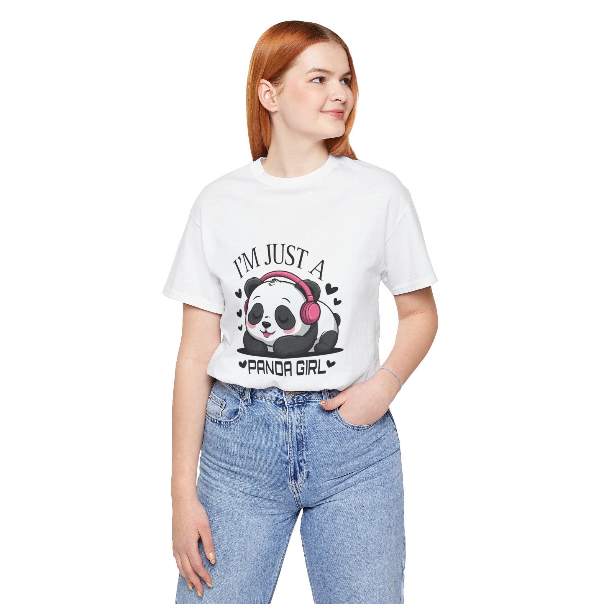 I’m Just a Panda Girl Tee Cute Panda Headphones Graphic T-Shirt